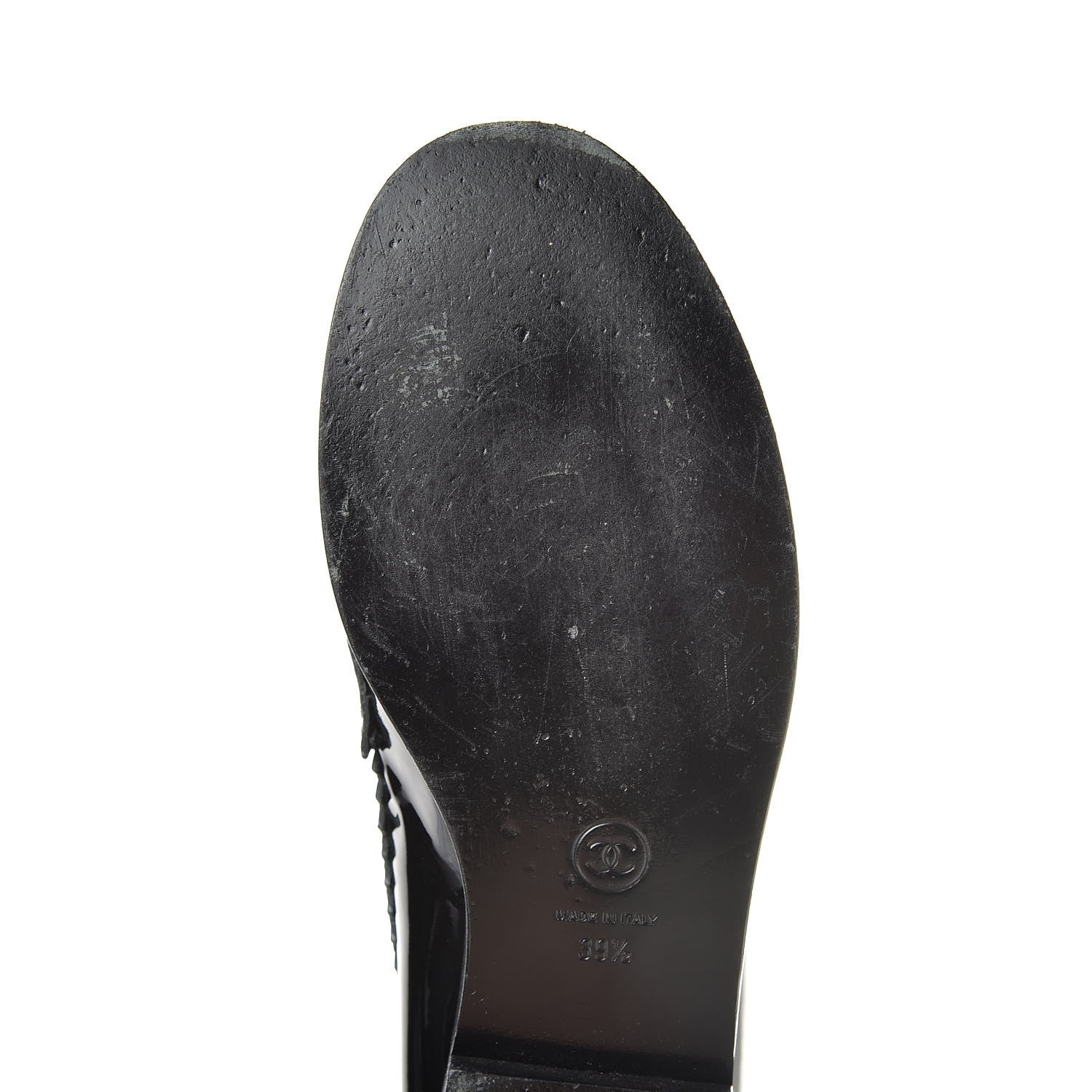 Chanel Patent CC Mocassin Loafers 39.5 Black 10 of 15