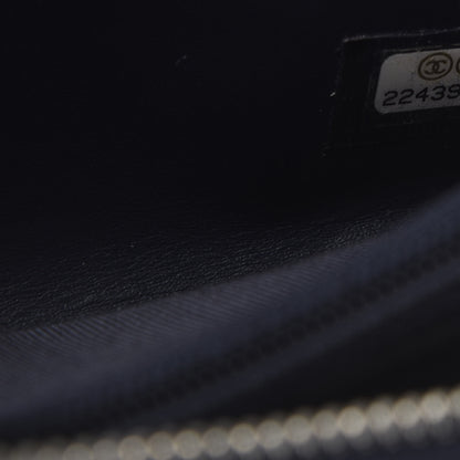 Chanel Caviar Chevron Quilted Large Gusset Zip Around Wallet Navy 8 of 9