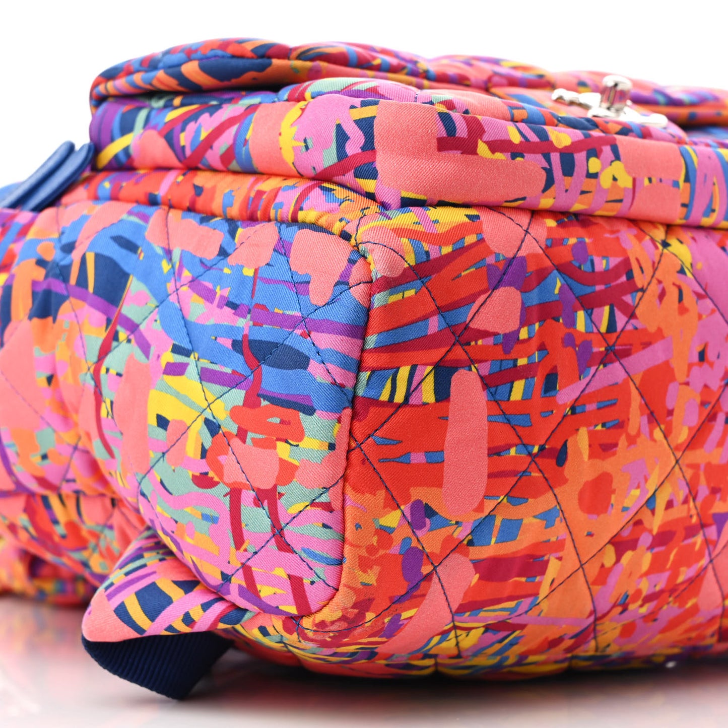 Foulard Fabric Quilted Printed Backpack Pink