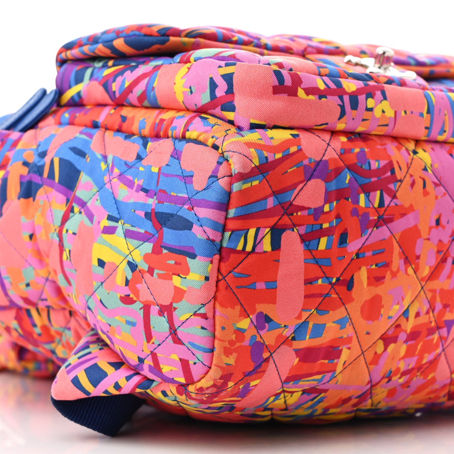 Chanel Foulard Fabric Quilted Printed Backpack Pink 9 of 10