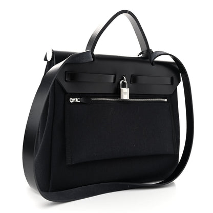 Hermes Military Toile Vache Hunter Herbag Zip Retourne 31 PM Black 3 of 9
