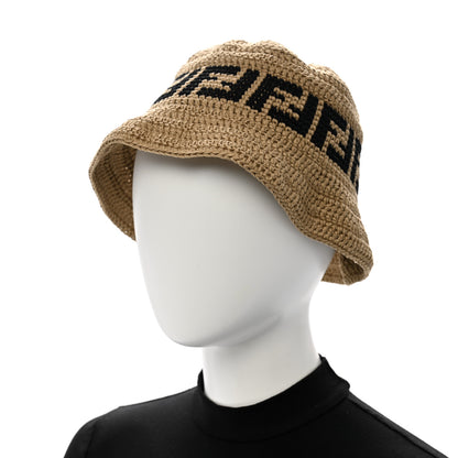 Fendi Cotton FF Woven Bucket Hat S Naturale Black 2 of 8