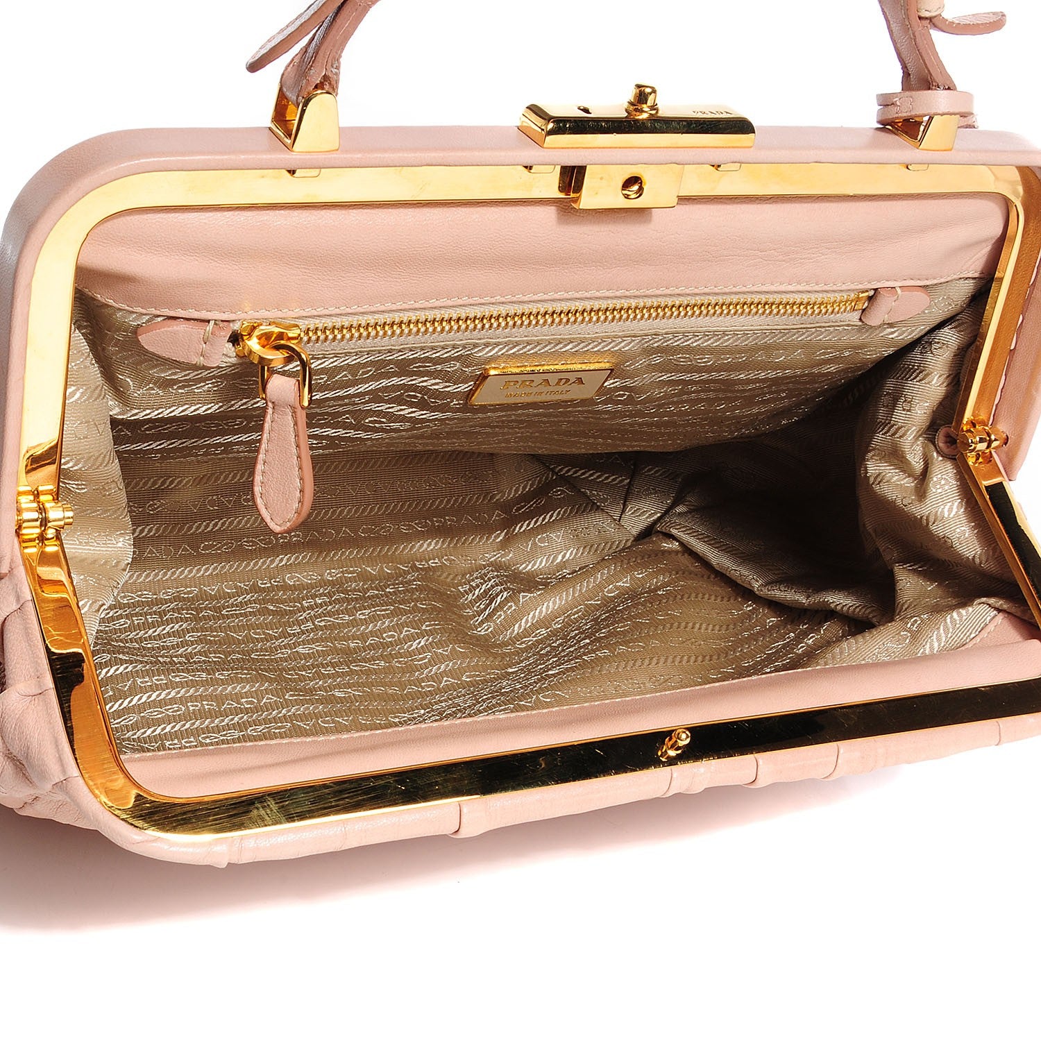Prada Nappa Dressy Gaufre Framed Tote Cipria 5 of 10