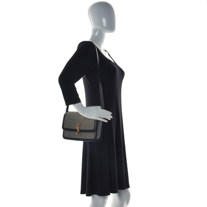 Saint Laurent Tweed Houndstooth Medium Solferino Satchel Black 3 of 11