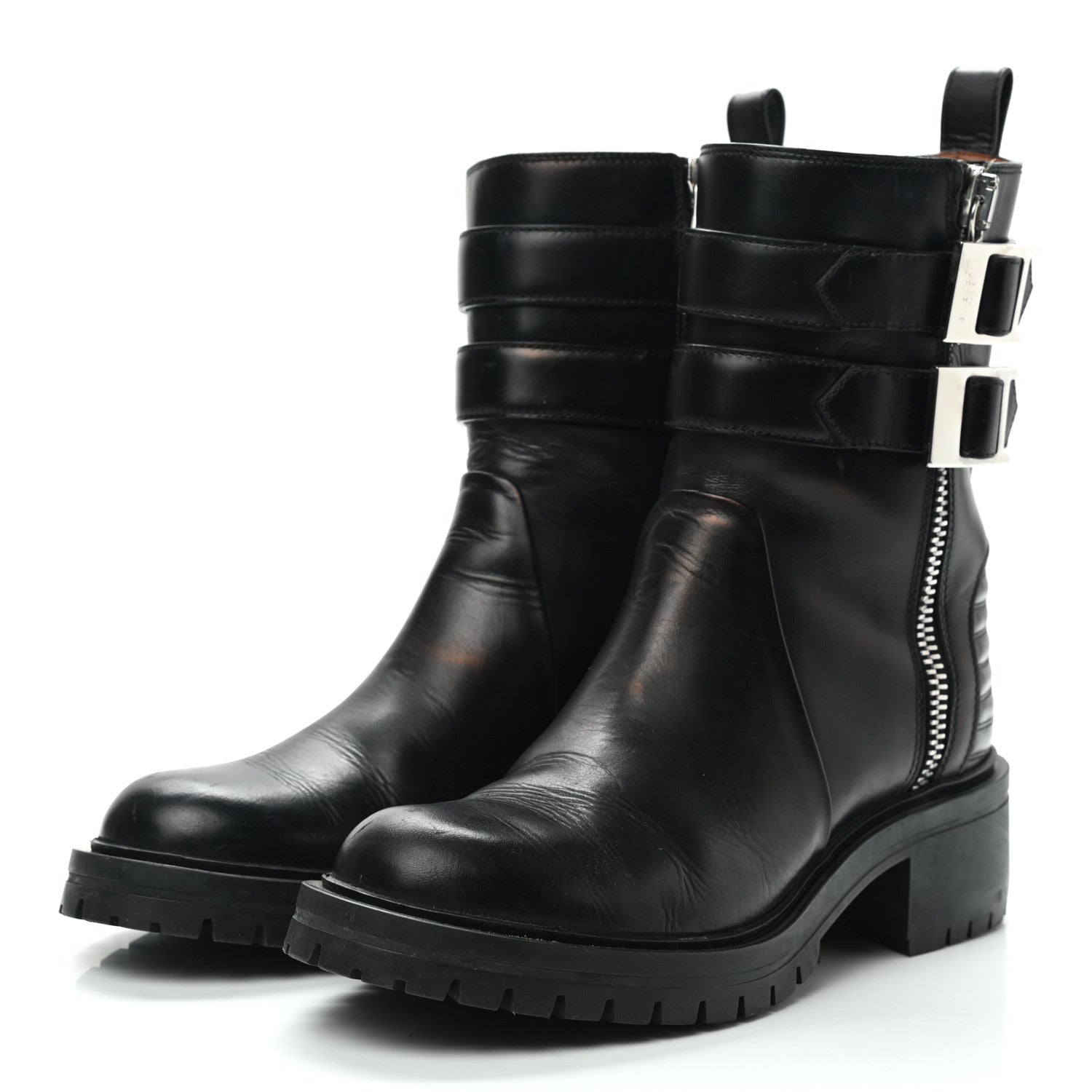Givenchy Calfskin Double Buckle Ankle Boots 37 Black 3 of 12
