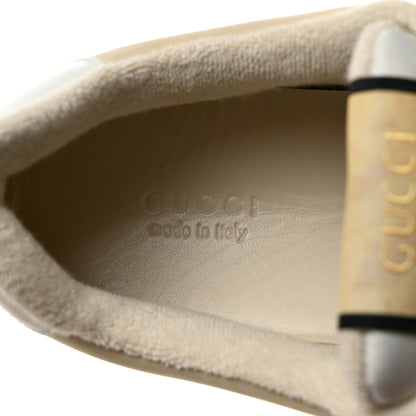 Gucci Lame GG Monogram Nubuck Web Screener Sneakers 40 Gardenia Silver Dusty Milk White 6 of 9