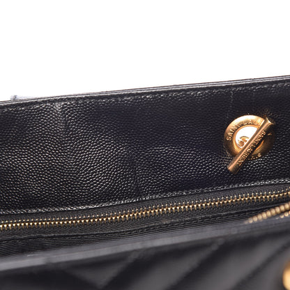 Saint Laurent Grain De Poudre Matelasse Chevron Monogram Shopping Bag Black 8 of 17