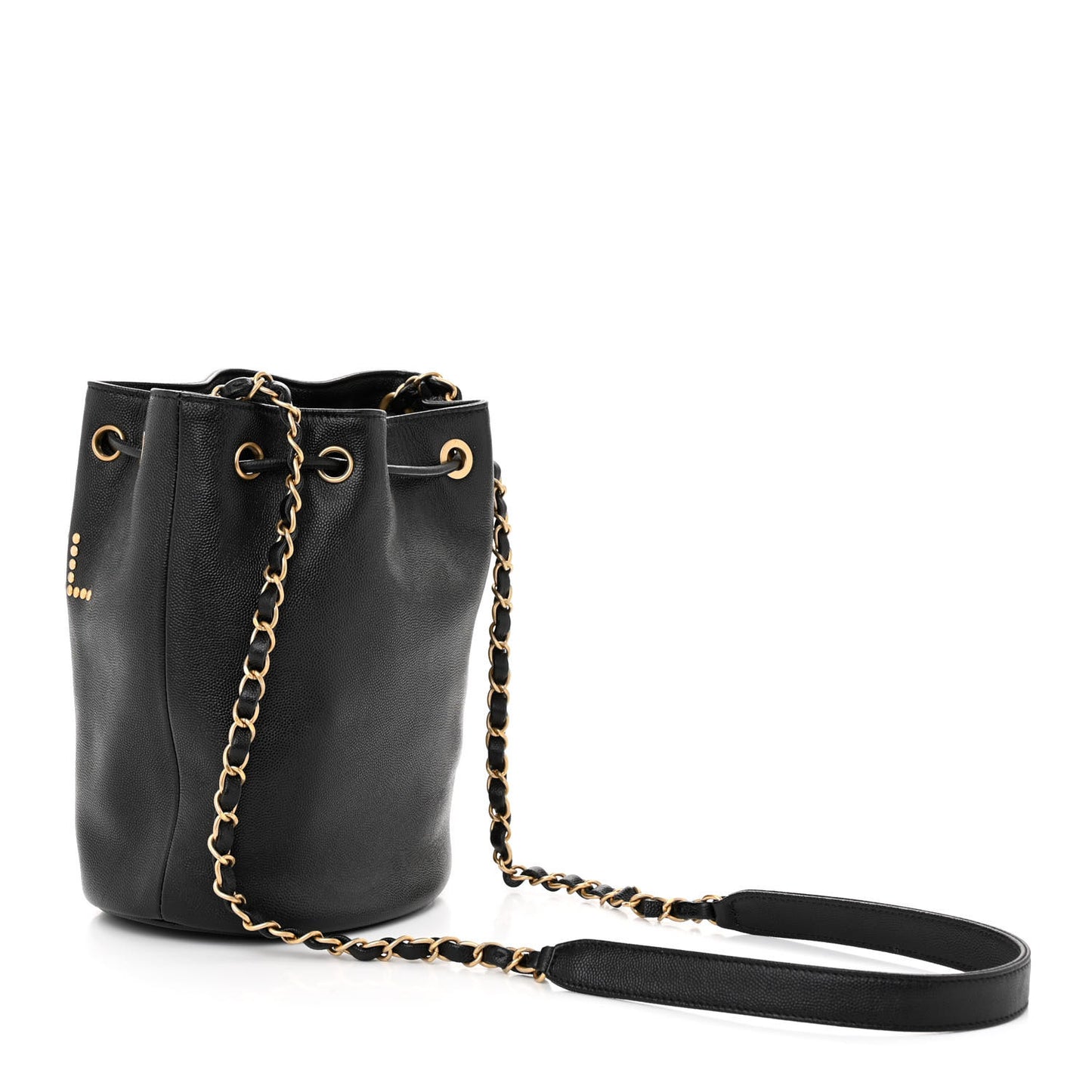 Caviar Deauville Drawstring Bucket Bag Black