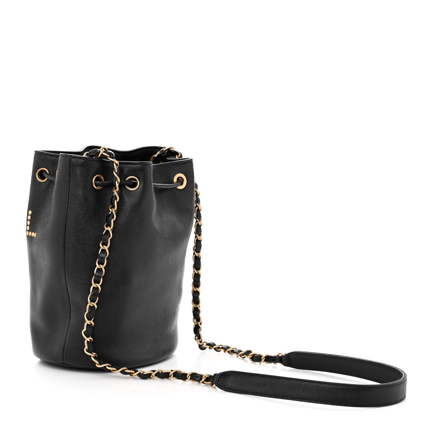 Chanel Caviar Deauville Drawstring Bucket Bag Black 3 of 10