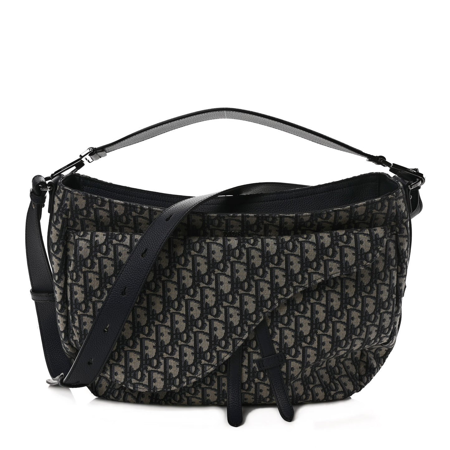 Oblique Soft Saddle Bag Beige Black