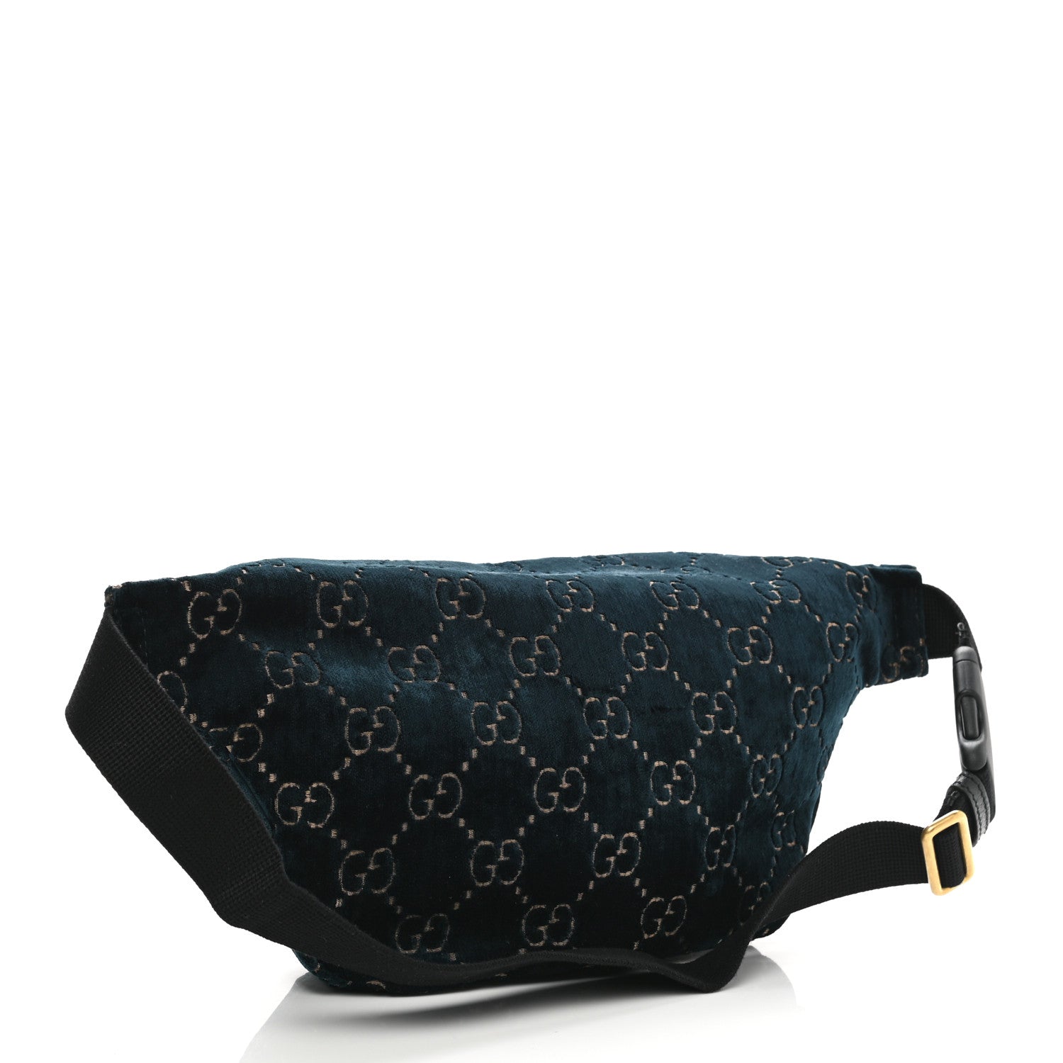 Gucci Velvet GG Monogram Web Belt Bag Blue Beige 3 of 10