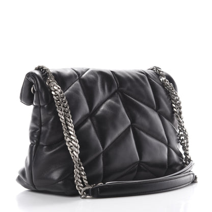 Saint Laurent Lambskin Quilted Small Loulou Puffer Monogram Chain Satchel Black 3 of 9