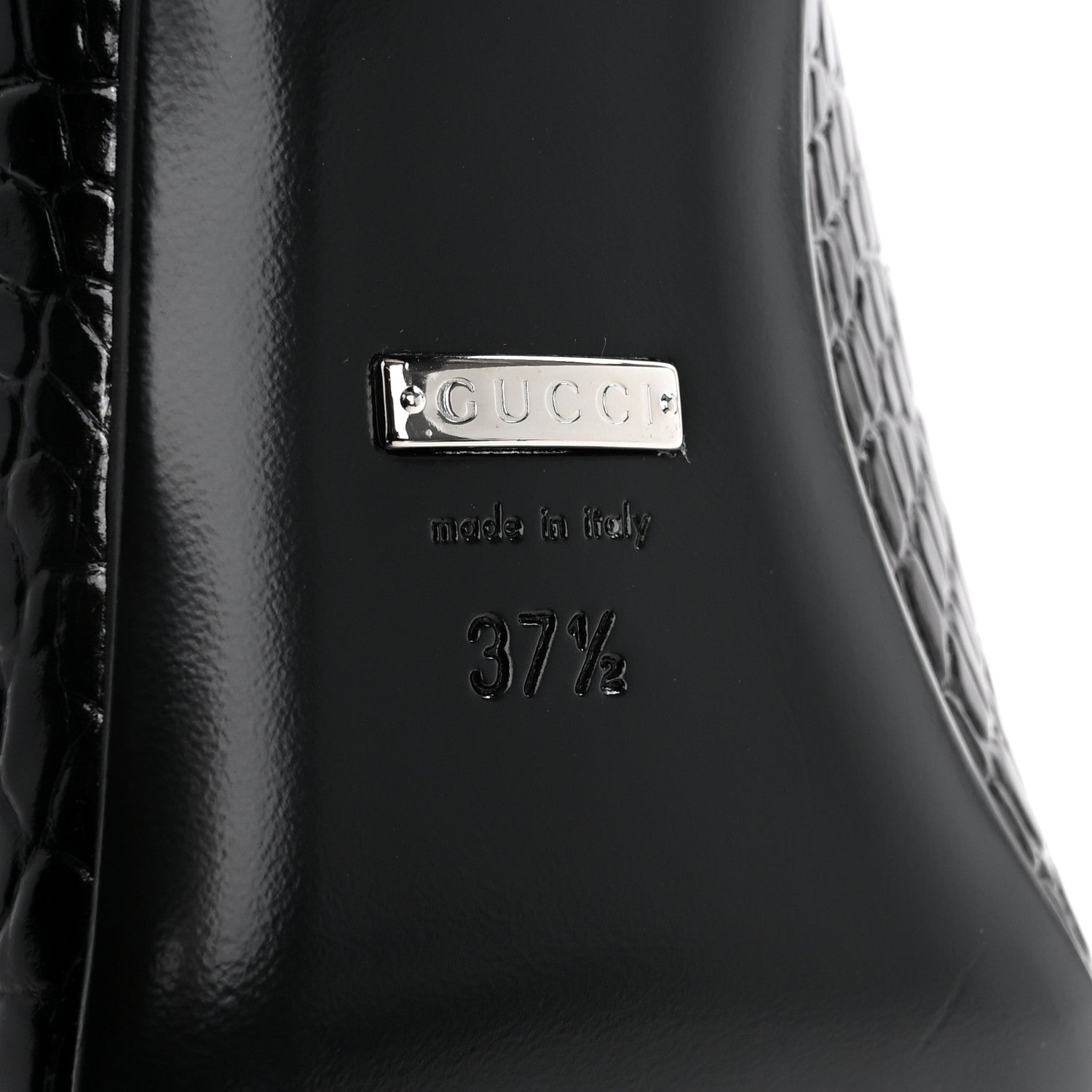 Gucci Croco Calf Lux Mule Sandals 37.5 Black 8 of 10
