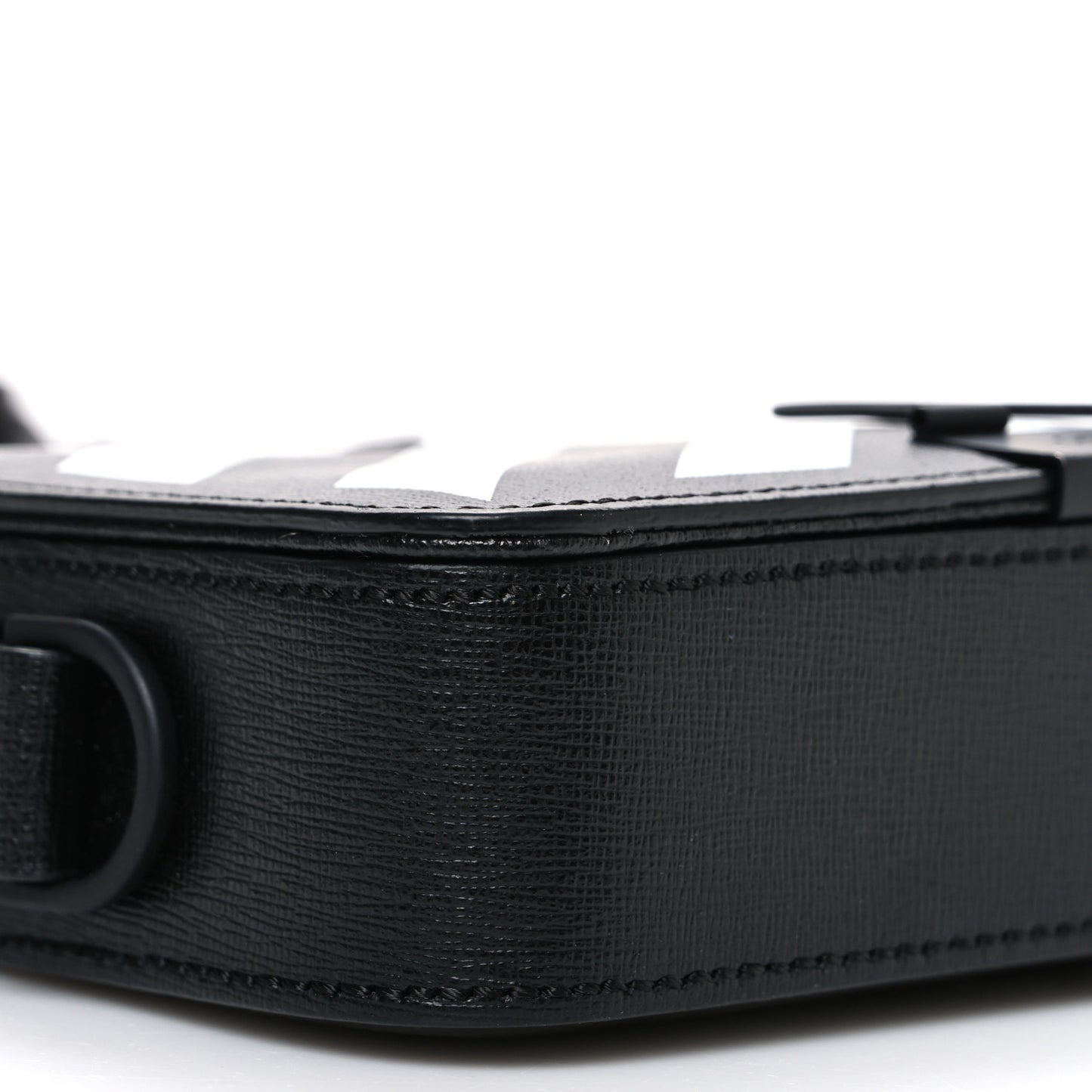 Saffiano Striped Mini Diag Binder Clip Bag Black White