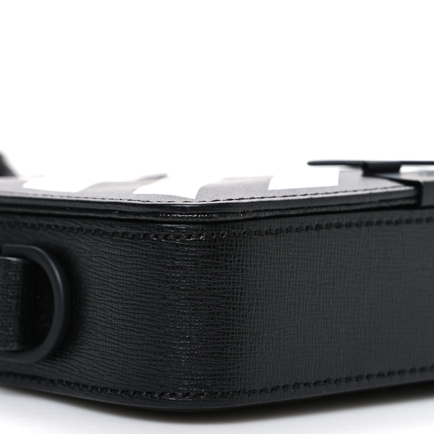 Off-White Saffiano Striped Mini Diag Binder Clip Bag Black White 8 of 9