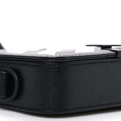 Off-White Saffiano Striped Mini Diag Binder Clip Bag Black White 8 of 9