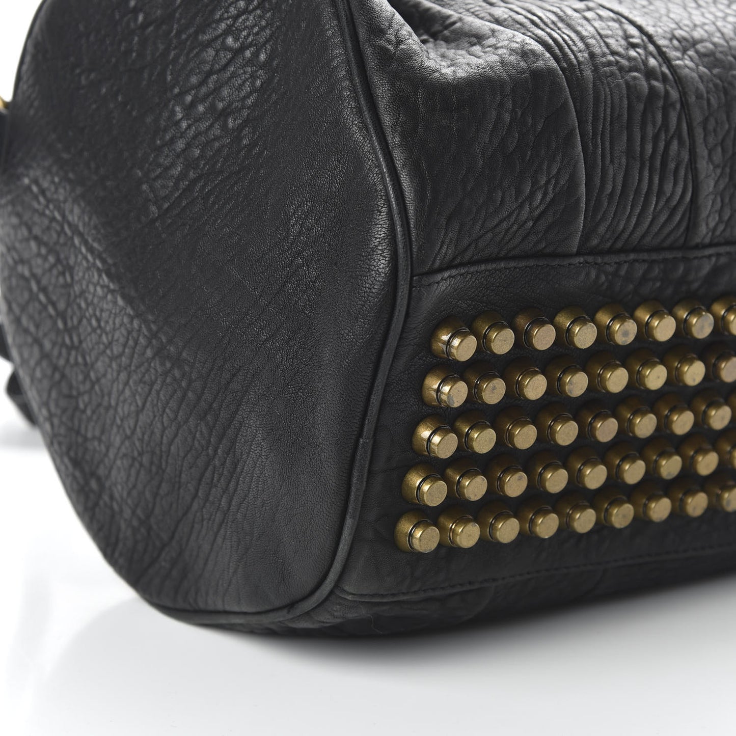 Pebbled Lambskin Rocco Black Antique Brass Hardware
