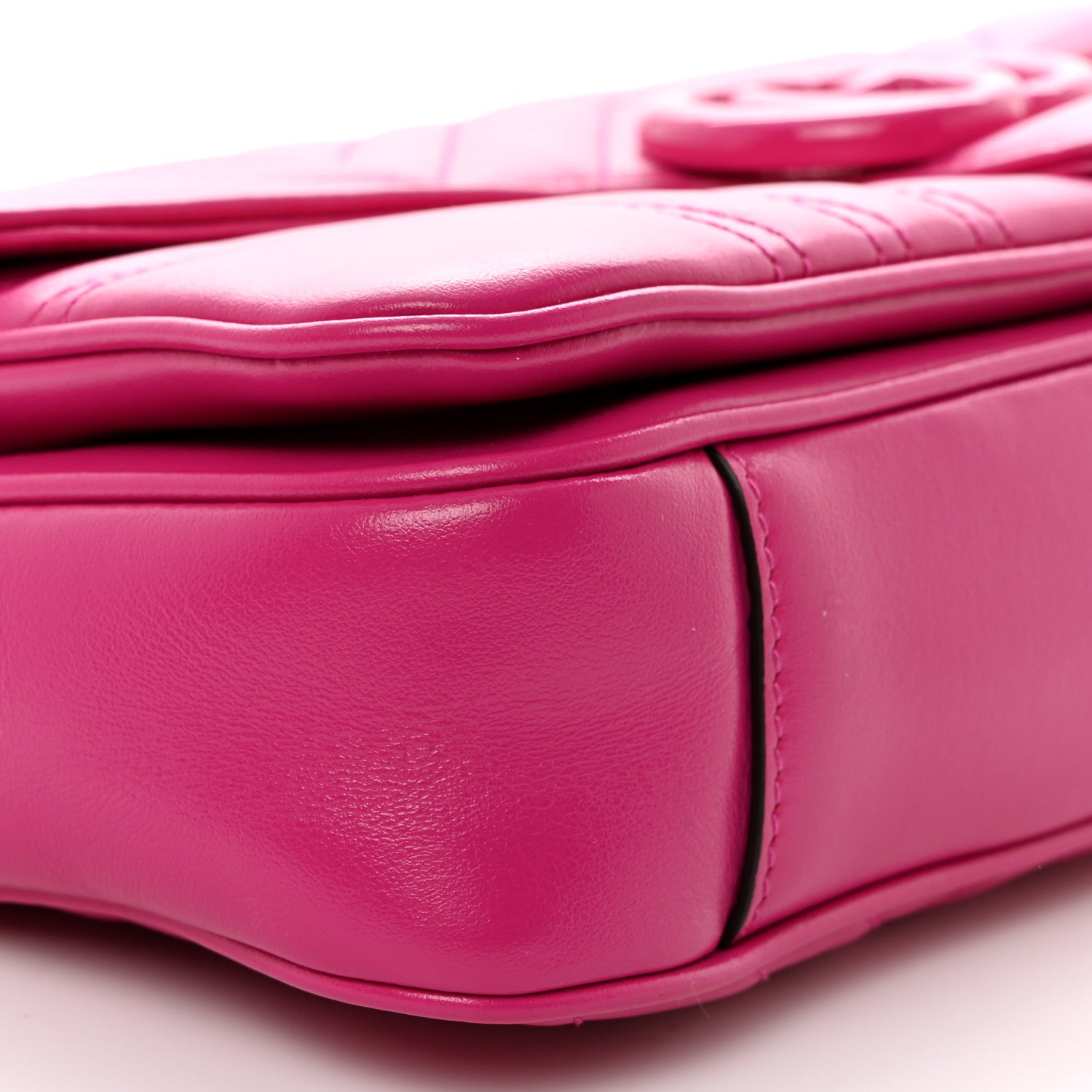 Gucci Calfskin Matelasse Monochrome GG Marmont Crossbody Shoulder Bag Classic Fuxia 10 of 11