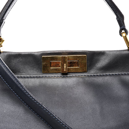 Fendi Calfskin Denim Zucca Large Peekaboo Iconic Satchel Navy 11 of 11