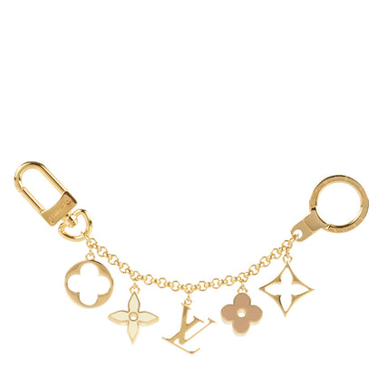 Louis Vuitton Brass Enamel Fleur De Monogram Bag Charm Chain Gold 1 of 5