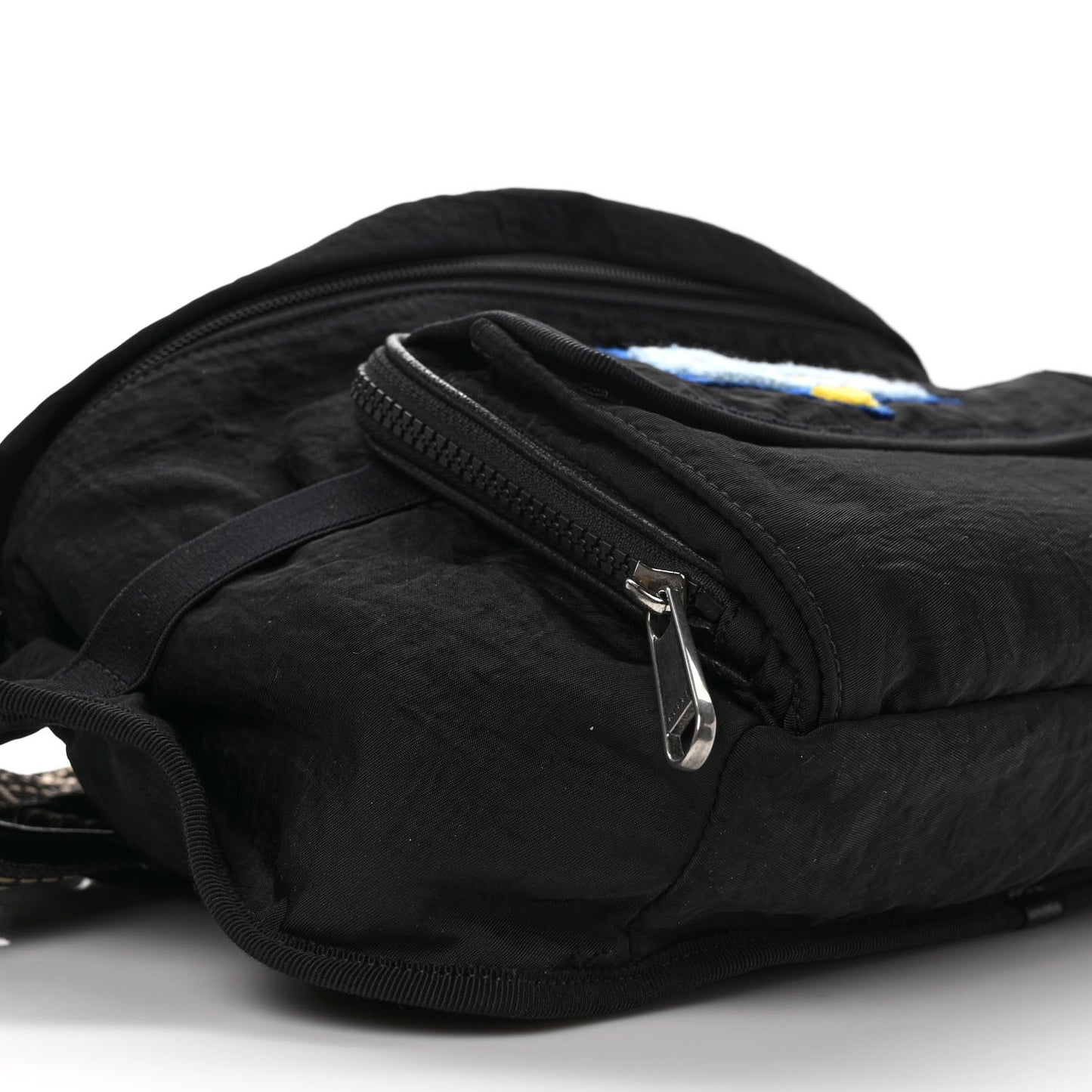 Nylon 80s Logo Patch Belt Bag Black