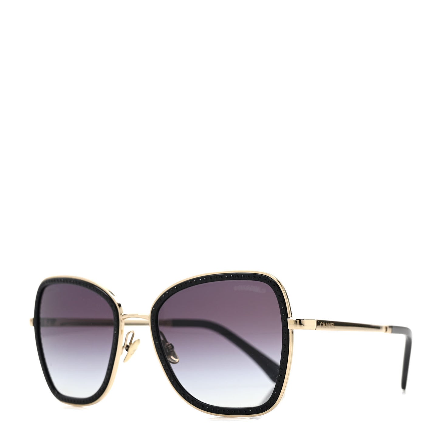 Square Frame Sequin Sunglasses 4277-B Gold Black