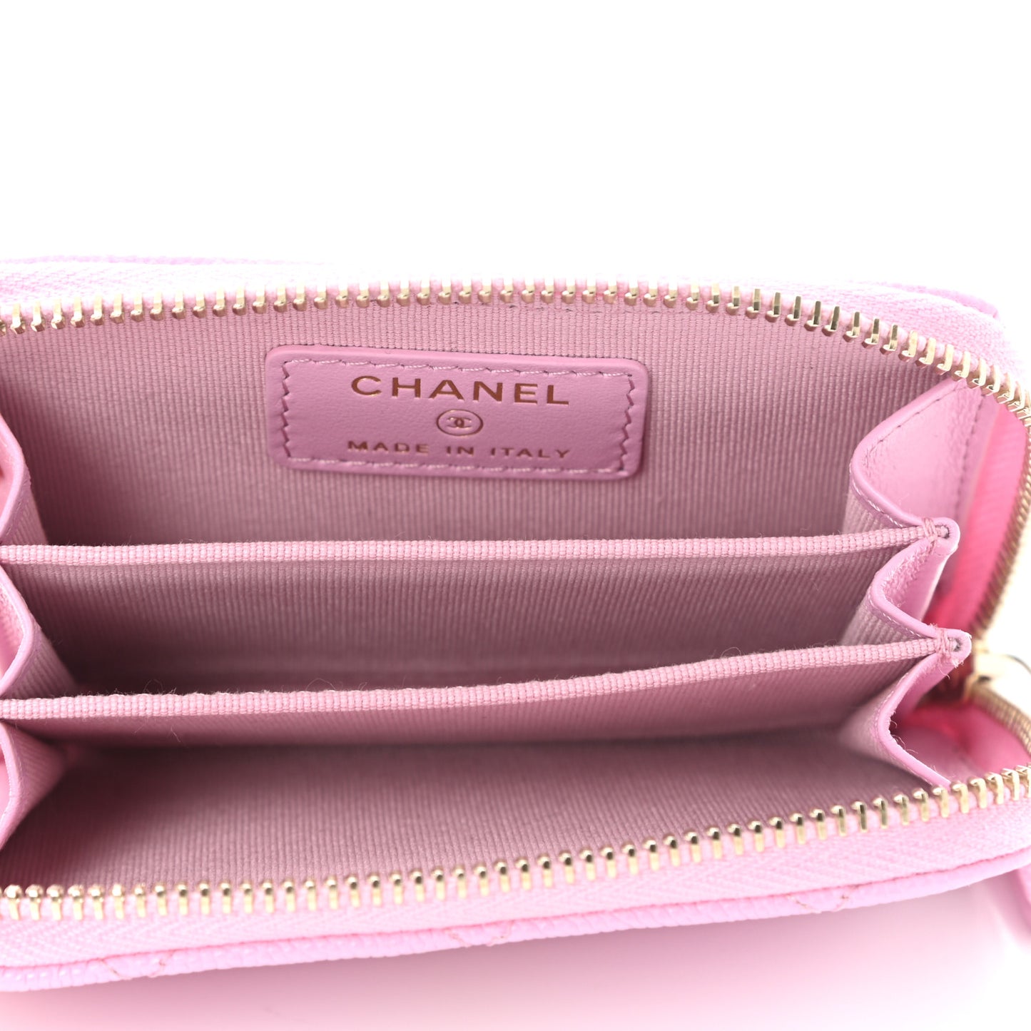 Caviar Quilted Zip Coin Purse Pink
