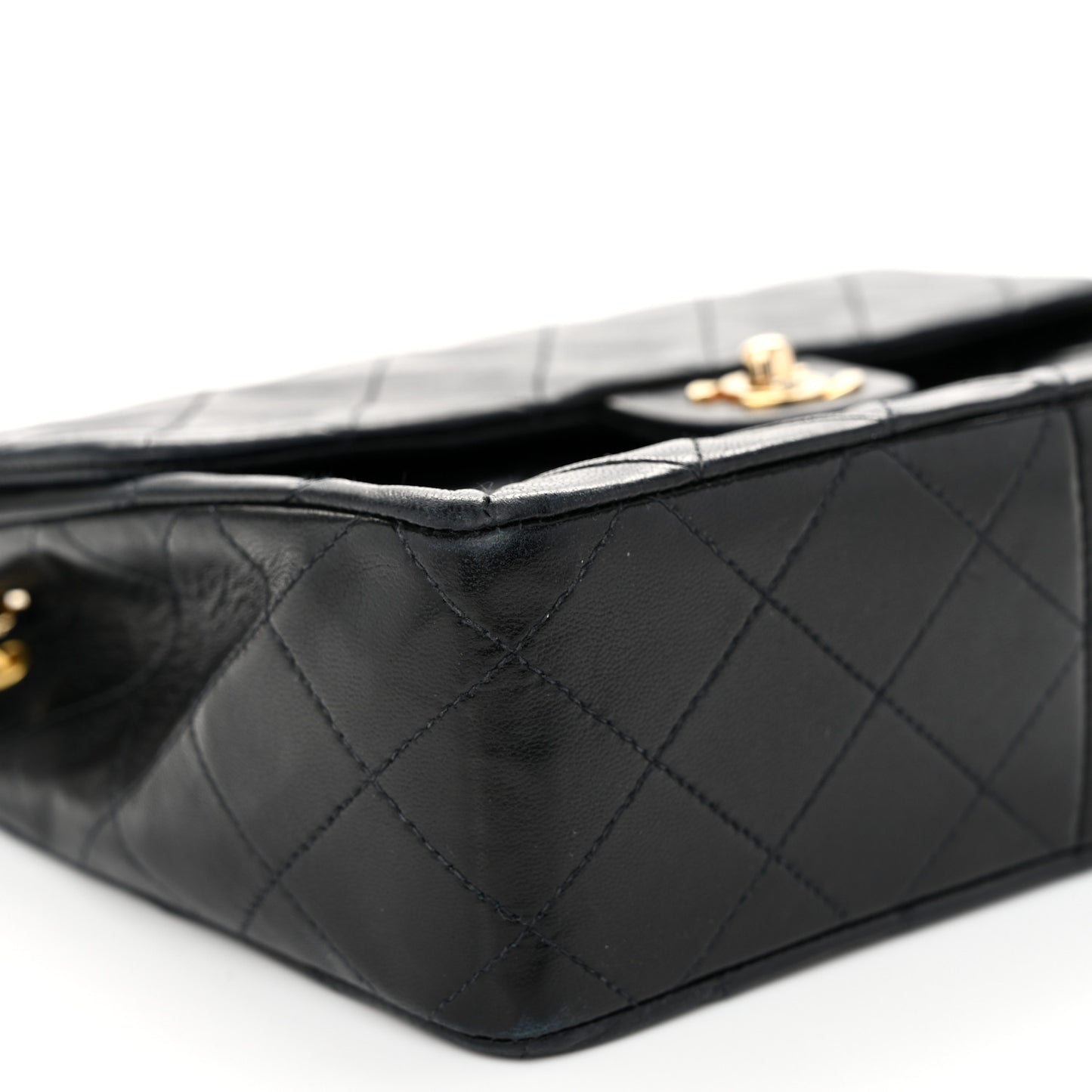 Lambskin Quilted Mini Square Flap Bag Black