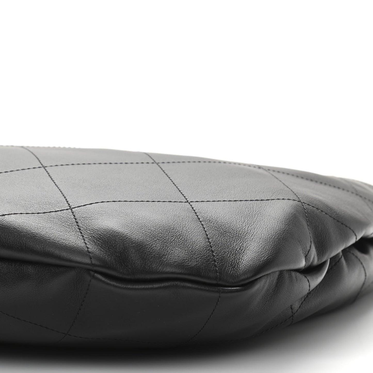 Calfskin Quilted Maxi Chain Hobo Black