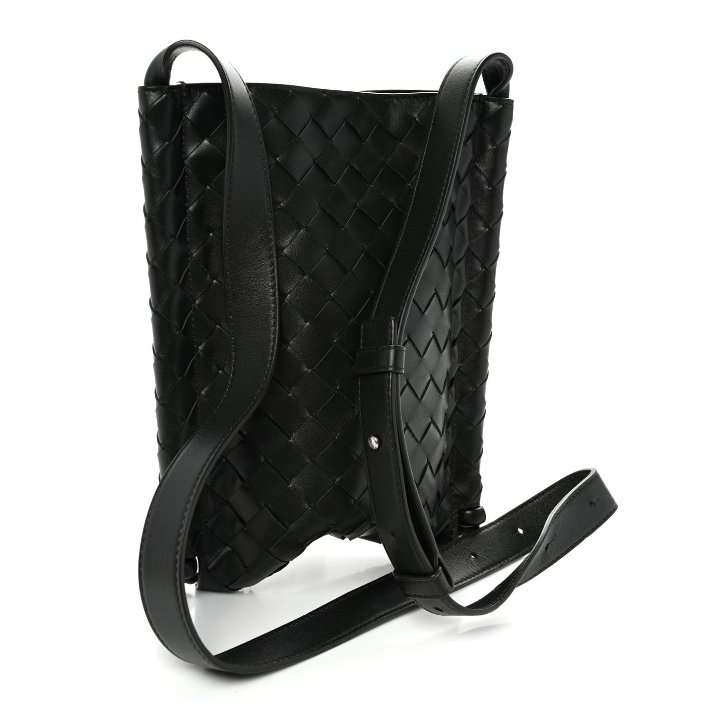 Nappa Intrecciato Small Flat Loop Messenger Black