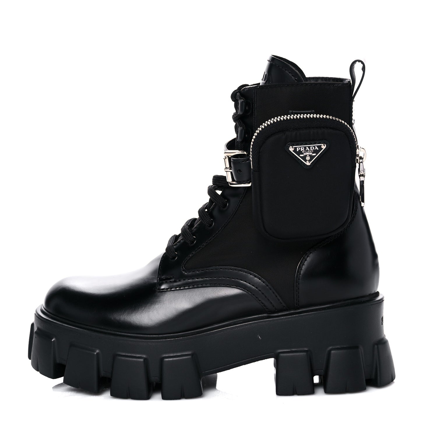 Spazzolato Rois Re-Nylon Metal Triangle Logo Monolith Pouch Pocket 55mm Boots 38 Black
