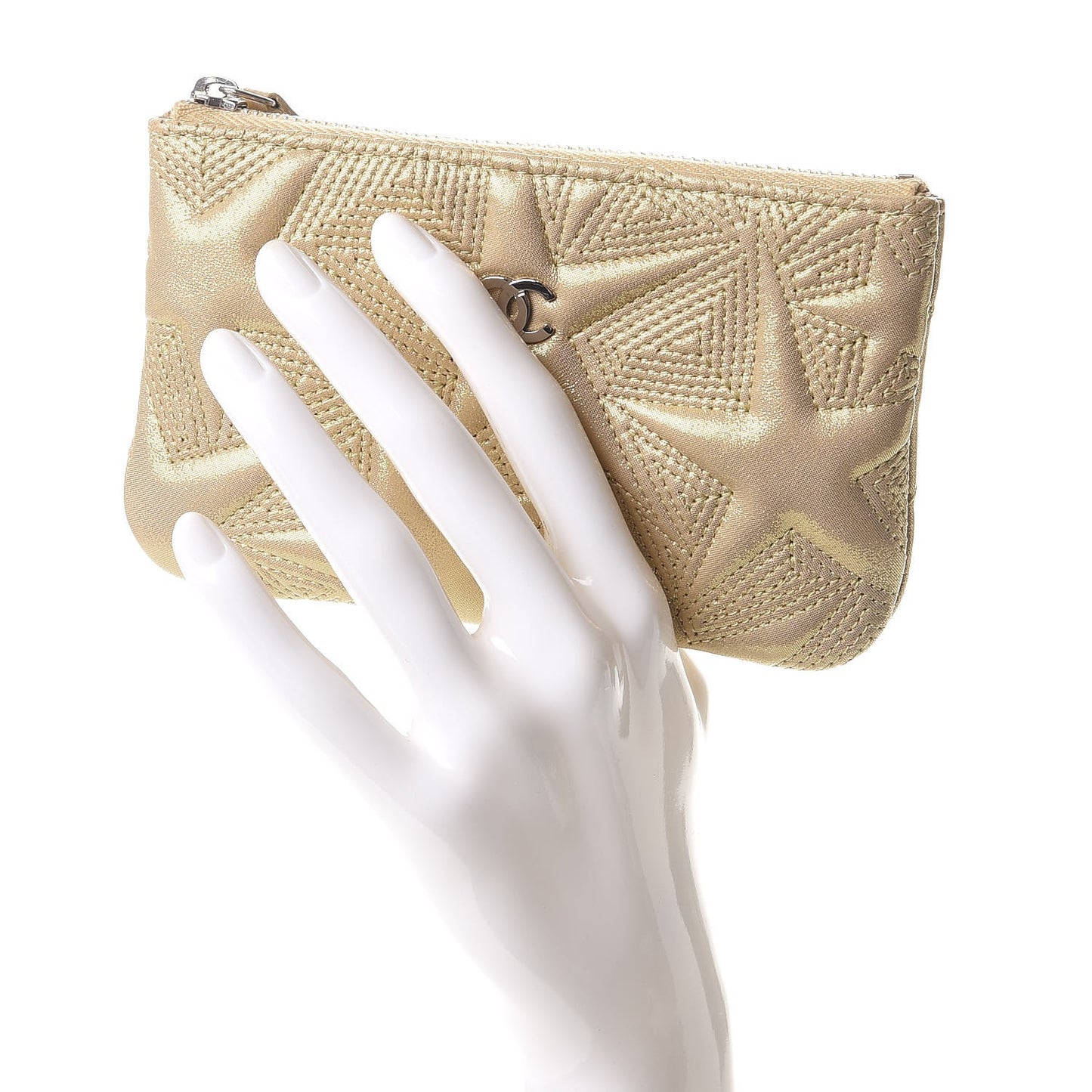 Metallic Lambskin Star Embossed Coin Purse Case Gold