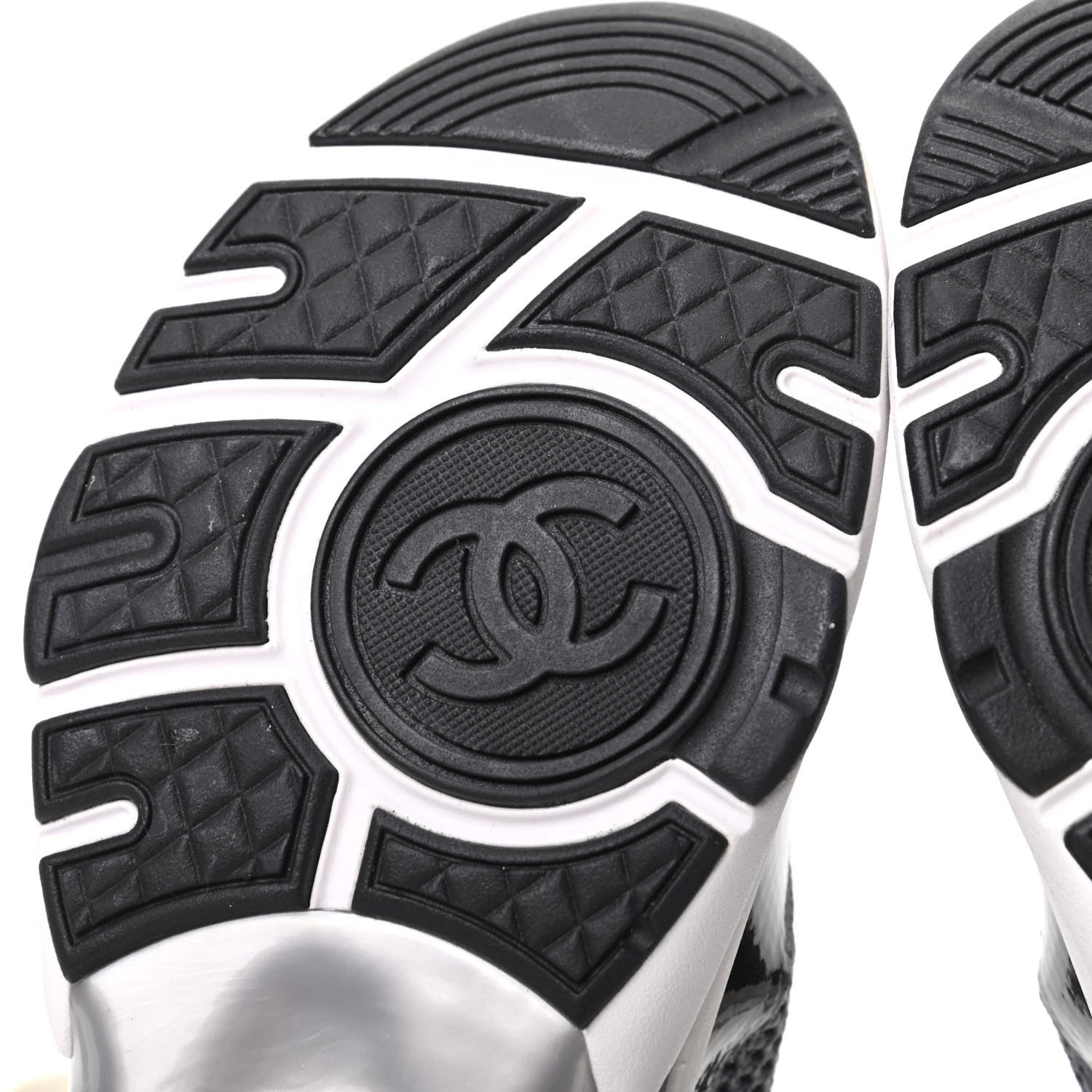Chanel Fabric Calfskin Suede CC Womens Sneakers 35 Black Grey 7 of 8