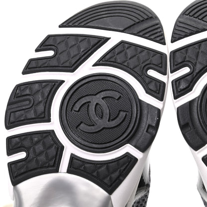 Chanel Fabric Calfskin Suede CC Womens Sneakers 35 Black Grey 7 of 8