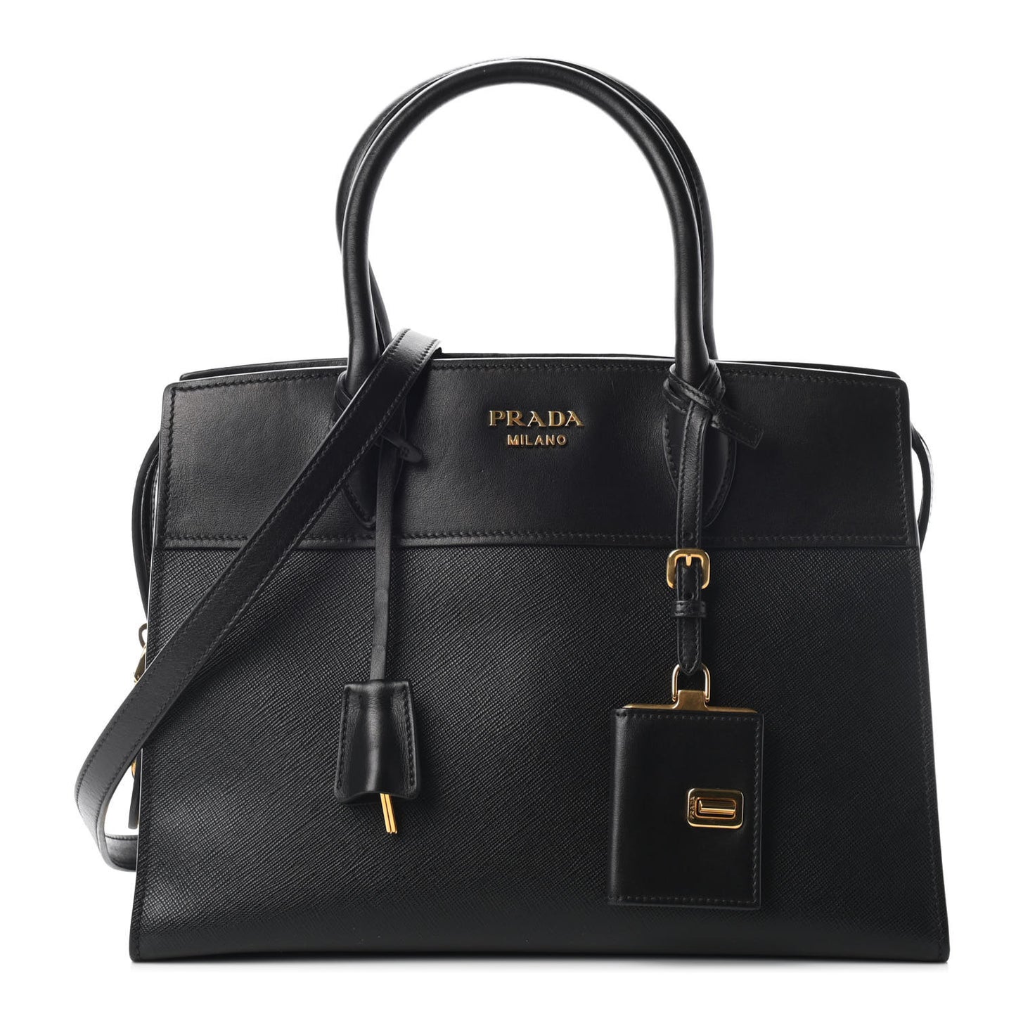 Saffiano City Calfskin Medium Esplanade Tote Black