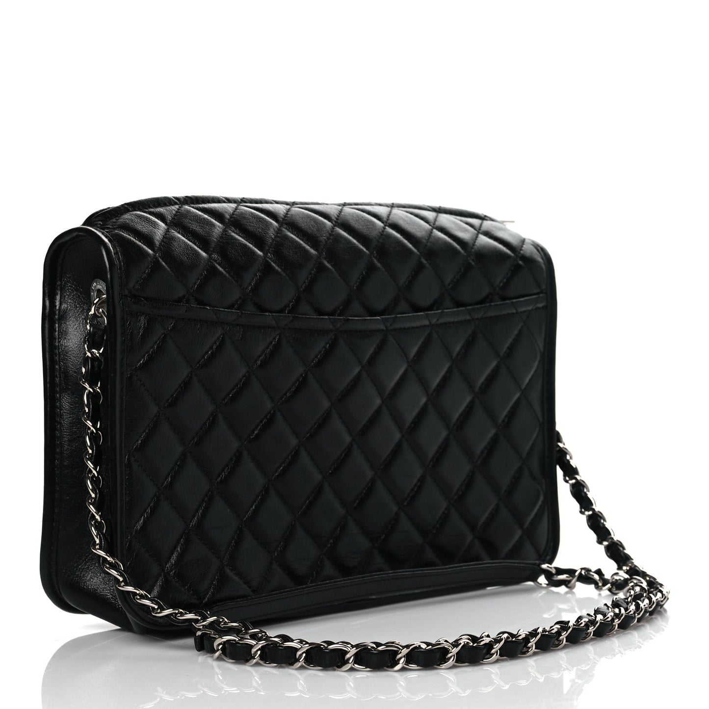 Aged Calfskin Quilted Large Working Vibe Camera Case Black