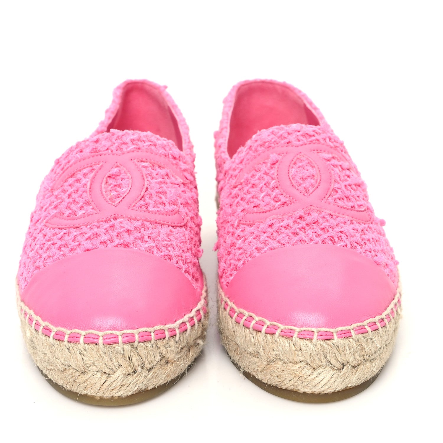 Chanel Tweed Lambskin CC Espadrilles 36 Pink 3 of 10