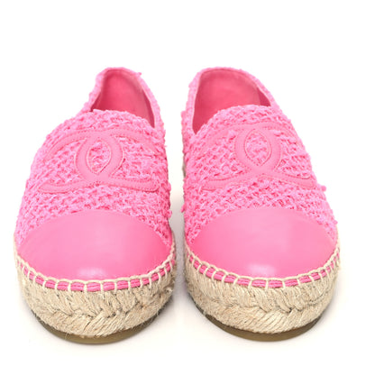Chanel Tweed Lambskin CC Espadrilles 36 Pink 3 of 10