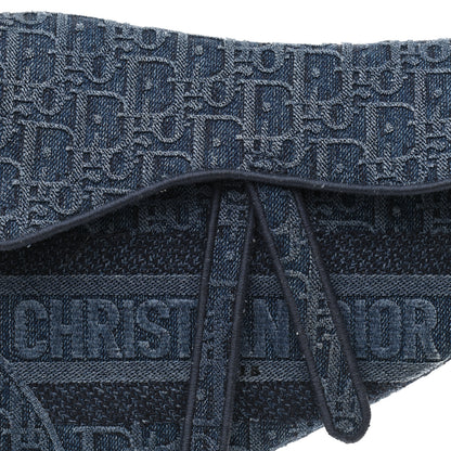Christian Dior Oblique Embroidered Saddle Bag Denim Blue 8 of 10