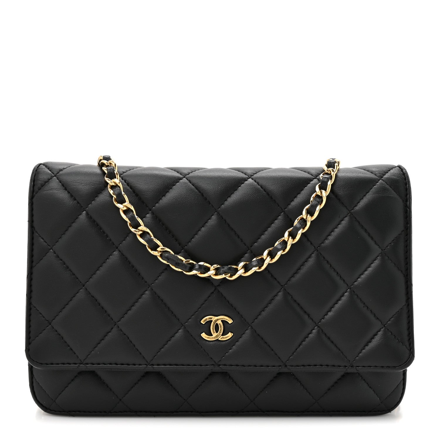 Chanel Lambskin Quilted Wallet On Chain WOC Black 1 of 12