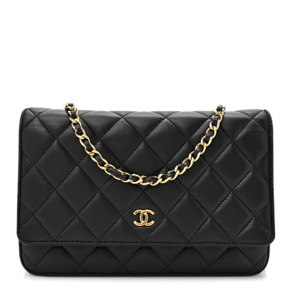Chanel Lambskin Quilted Wallet On Chain WOC Black 1 of 12
