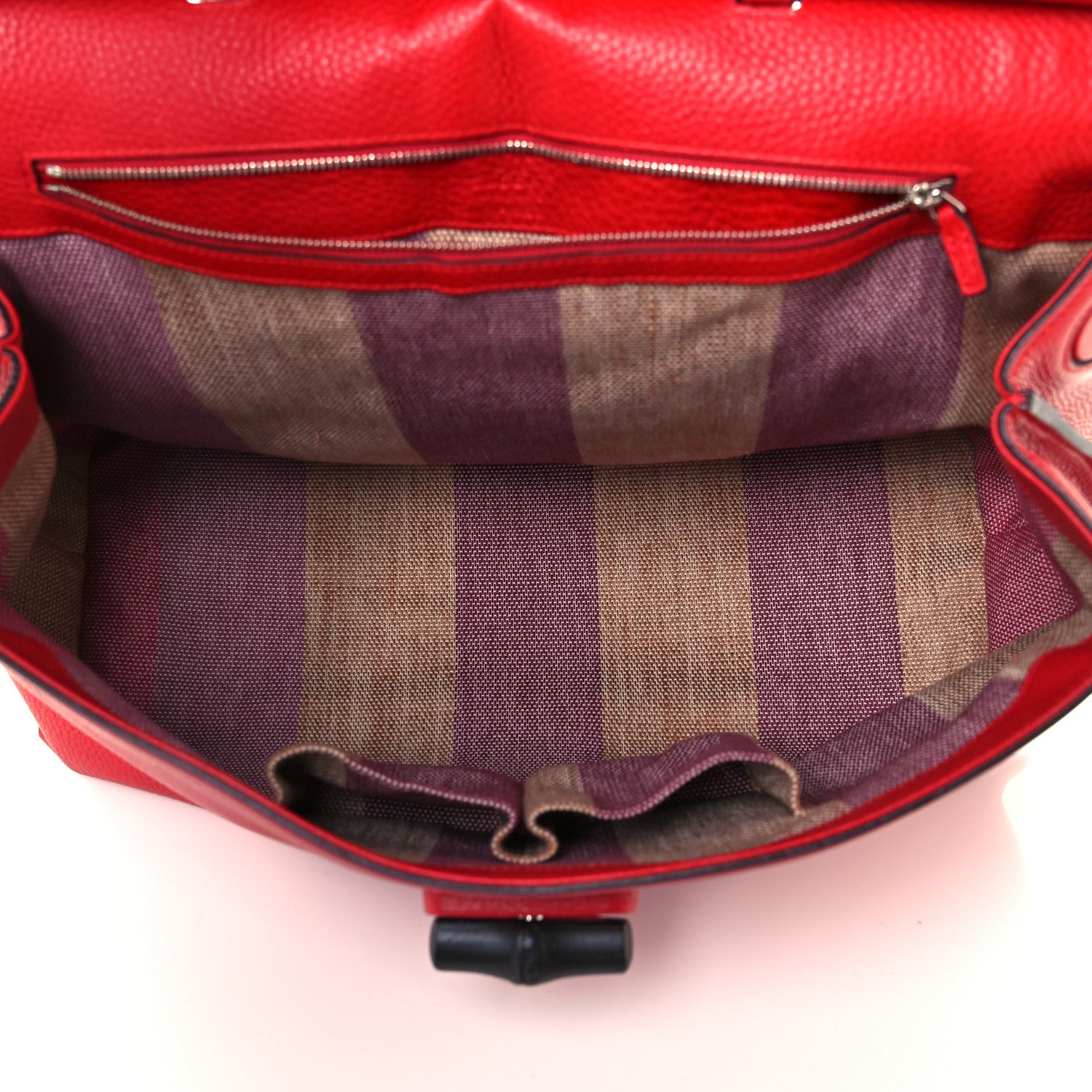 Gucci Pebbled Calfskin Large Bamboo Daily Top Handle Bag Red 5 of 10