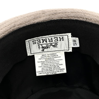 Hermes Cashmere Deerskin Funk Drap Hat 58 Ecorce Marron 7 of 7
