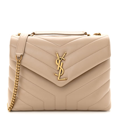 Saint Laurent Calfskin Y Quilted Monogram Small Loulou Chain Satchel Dark Beige 1 of 10