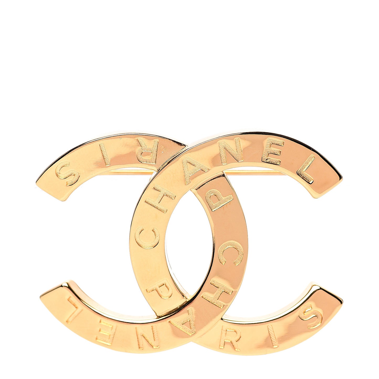 Metal Paris Button CC Large Brooch Gold