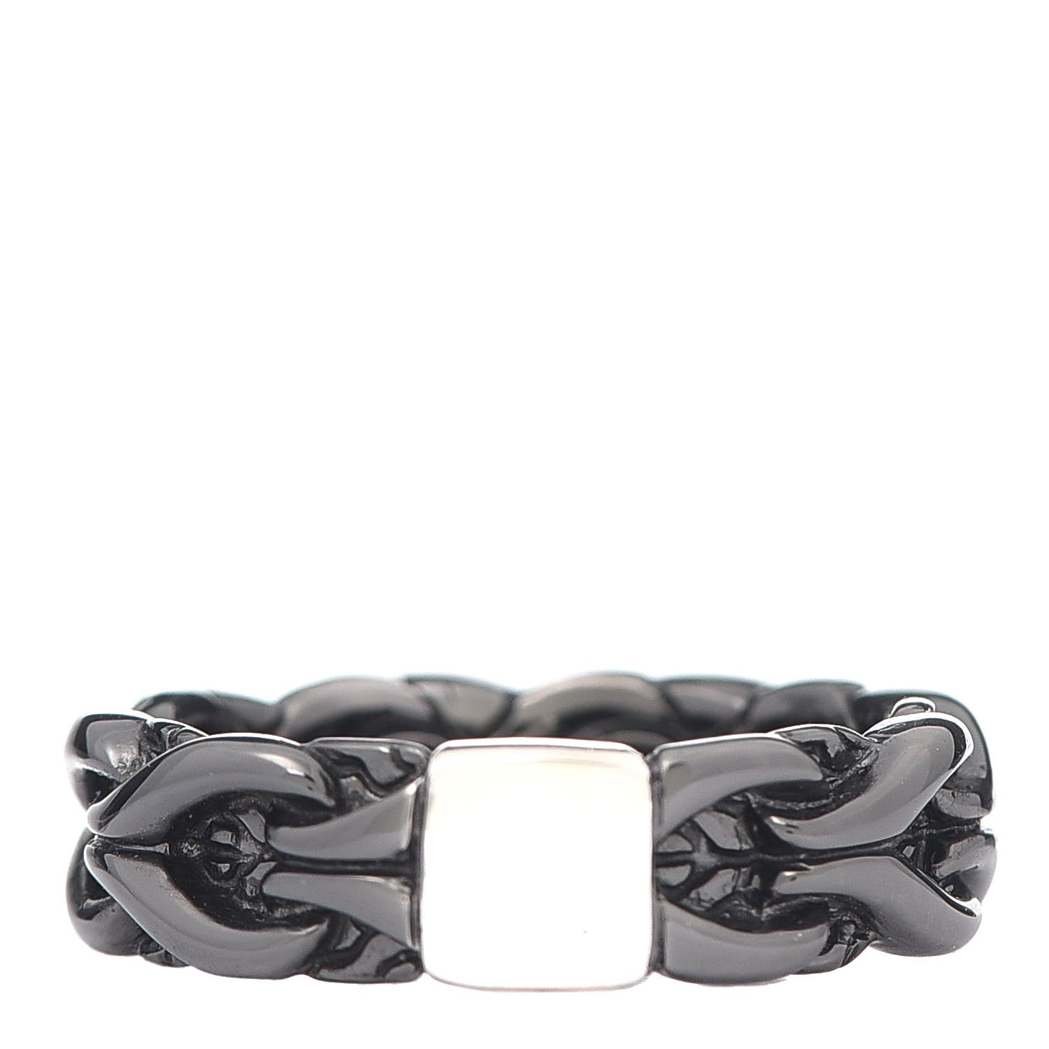 John Hardy Blackened Sterling Silver Asli Link Band Ring 49 5 3 of 4