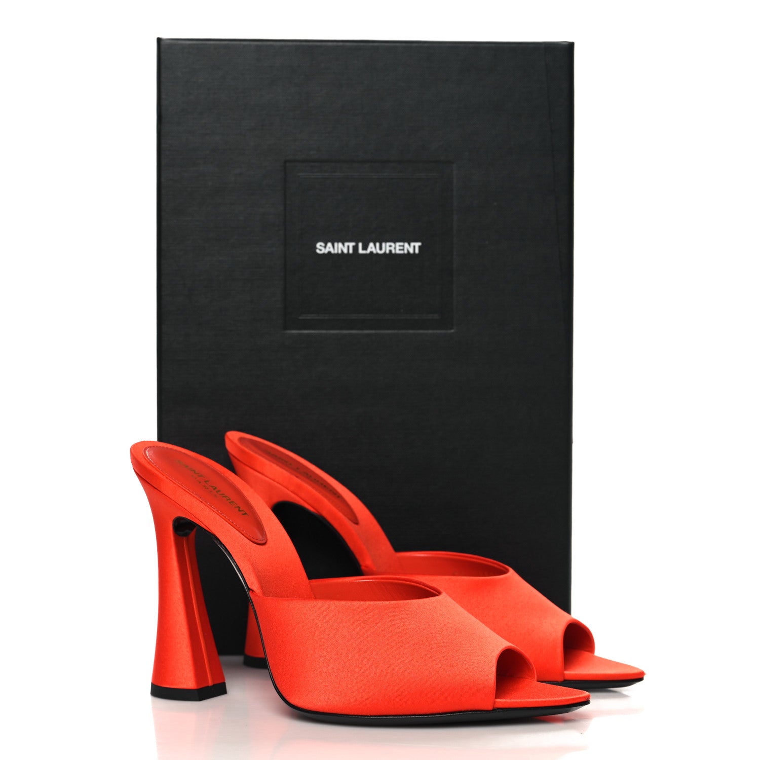 Saint Laurent Crepe De Chine Suite Mule Sandals 38 Arancio 1687167