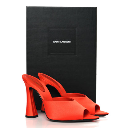 Saint Laurent Crepe De Chine Suite Mule Sandals 38 Arancio 11 of 11