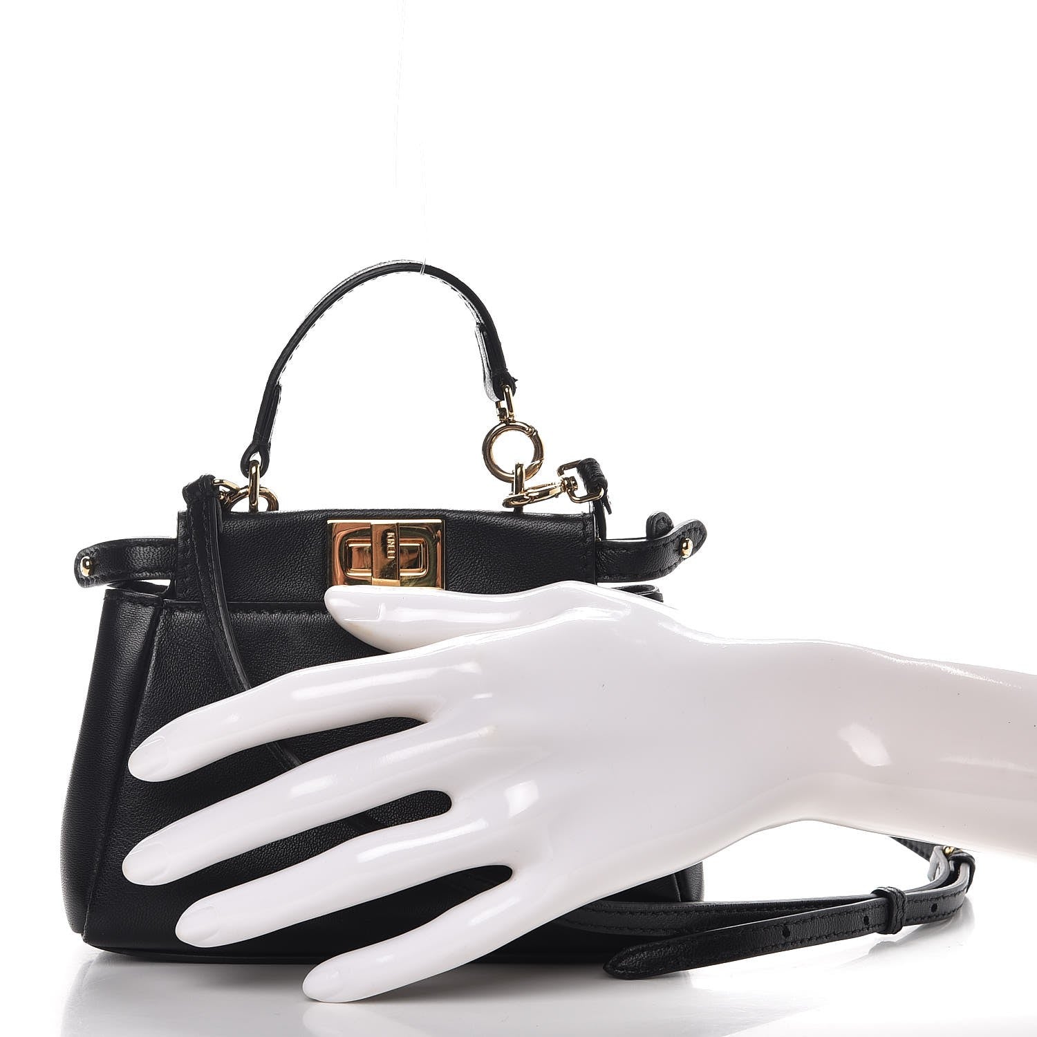 Fendi Nappa Micro Peekaboo Iconic Satchel Black 3 of 8