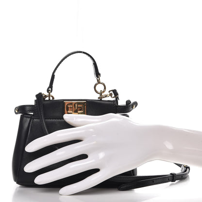 Fendi Nappa Micro Peekaboo Iconic Satchel Black 3 of 8